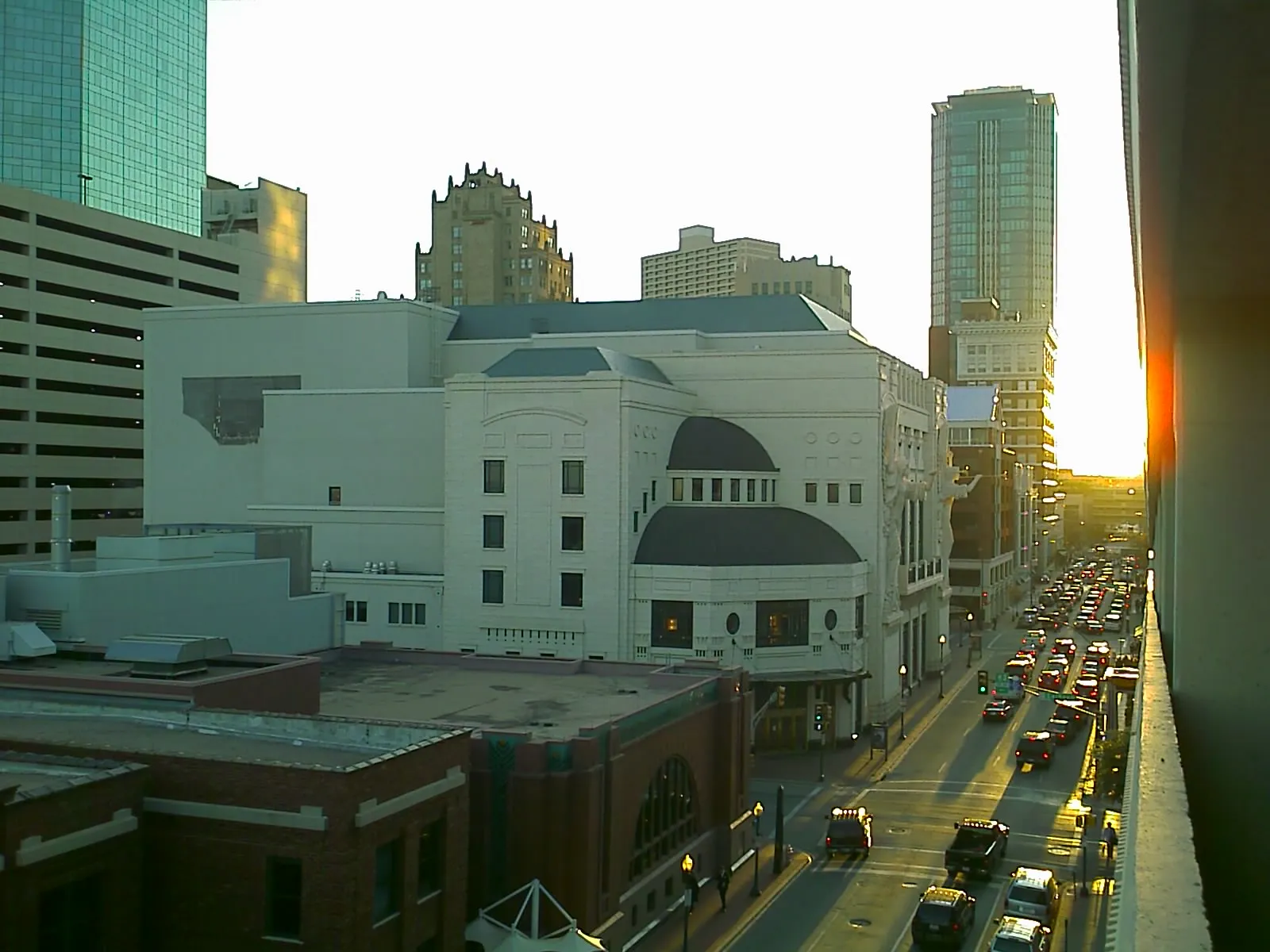 Bass Performance Hall in Fort Worth, with its two limestone trumpeting-angel sculptures on the facade.